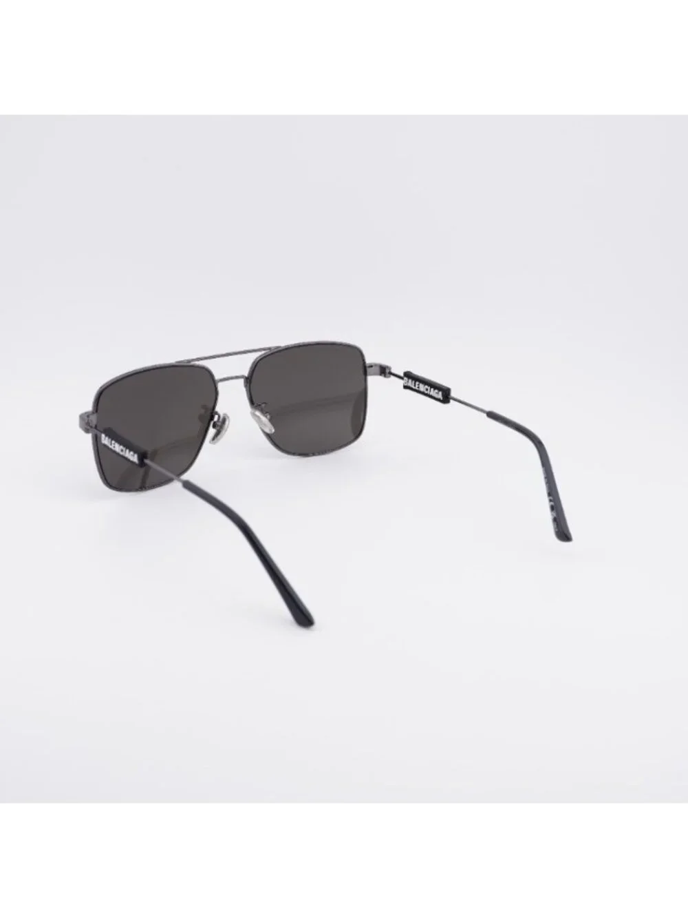 Balenciaga BB0116SA 001 Sunglasses Dark Ruthenium Square Frame, Black Lenses